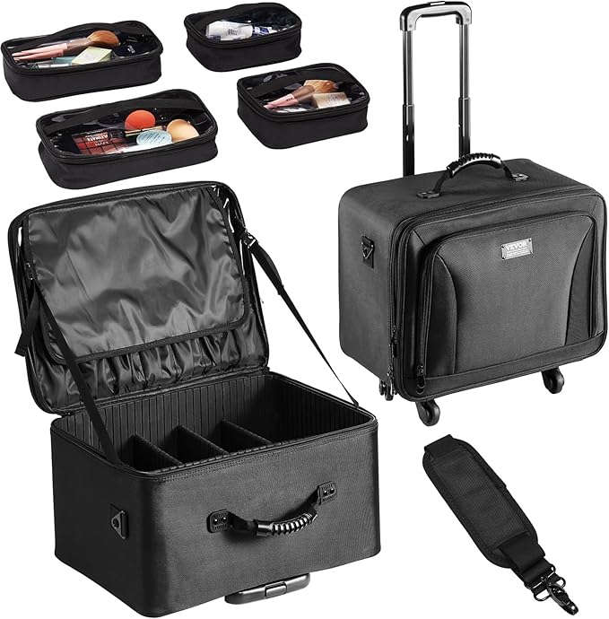 VEVOR Makeup Train Case Professional Makeup Storage Organizer Box Make Up Carrier for Women and Girls