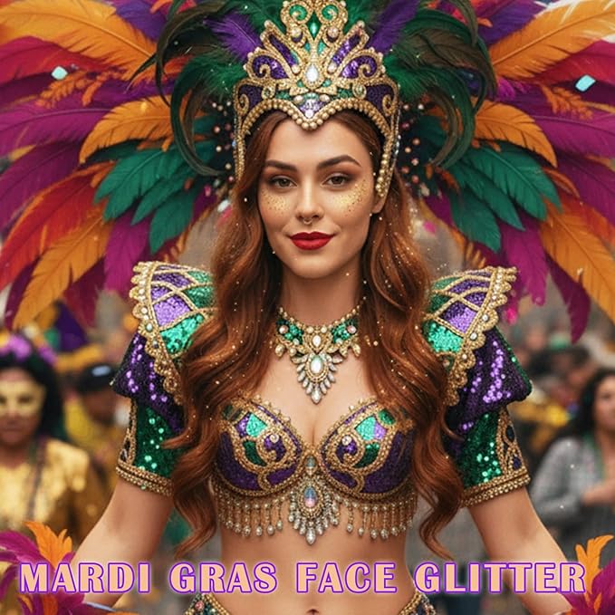 Gold Face Glitter Gel,Mardi Gras Outfit for Women,Music Festival Yellow Body Glitter Singer Concerts Hair Glitter Sequins,Mardi Gras Accessories Sparkling Carnival Rave Decorations,50ML