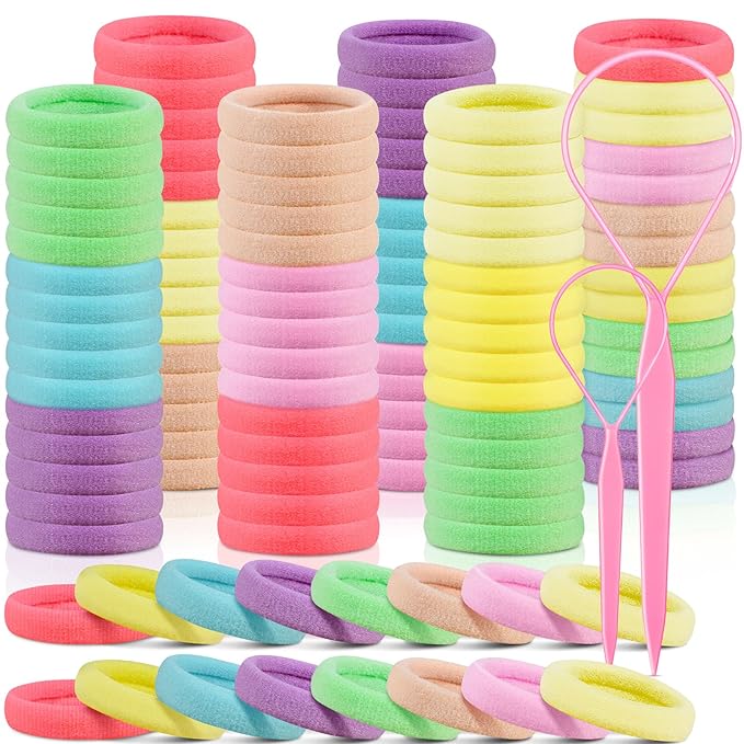 150PCS Baby Hair Ties, IKOCO Small Hair Ties for Little Girls Kids No Crease Seamless Colorful Ponytail Holders,8 Candy Colors