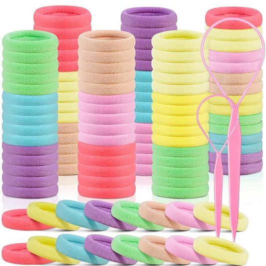 150PCS Baby Hair Ties, IKOCO Small Hair Ties for Little Girls Kids No Crease Seamless Colorful Ponytail Holders,8 Candy Colors
