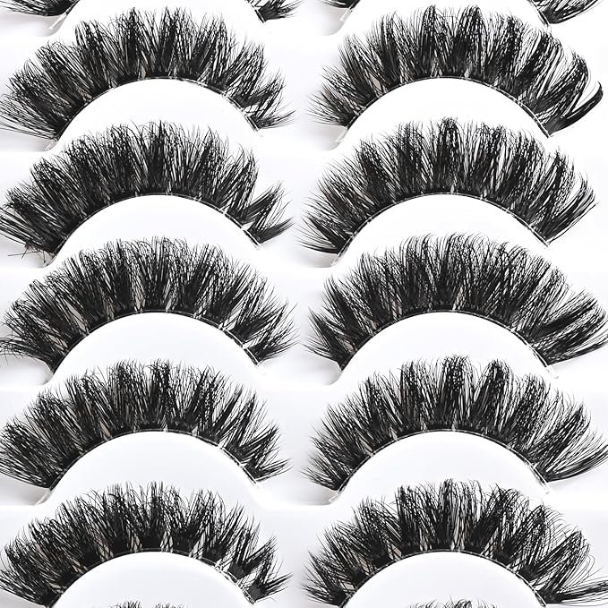 Lashes False Eyelashes Natural Wispy Fake Lash Strips 80D Strip Lash Clusters Cat Eye Volume Mink Eyelash Pack Fluffy Eye Lashes Natural Look Short Cateye Full Pestañas Sets by FenBair
