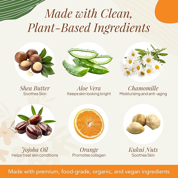 Saavy Naturals Body Wash Sweet Orange Plant-Based Ingredients - Made In USA - Sensitive Skin Body Wash, l Organic & Vegan Formula With Coconut Oil, Shea Butter, And Aloe Vera - 8.5 Fl Oz, 2 Pack