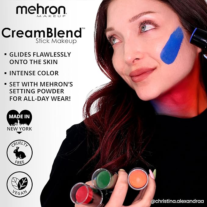 Mehron Makeup CreamBlend Stick | Face Paint, Body Paint, & Foundation Cream Makeup | Perfect for Halloween .75 oz (21 g) (Red)