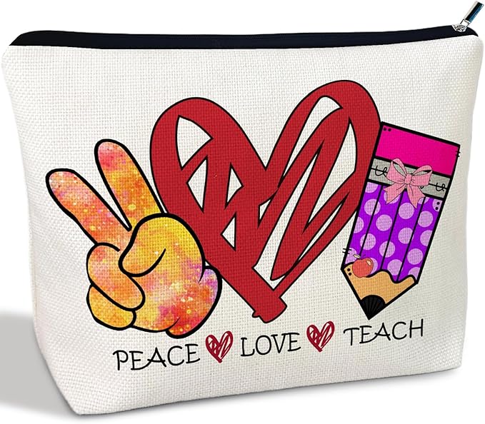 CLHHM Teacher Appreciation Gifts Makeup Bag Cosmetic Bag with Zipper Travel Toiletry Bag Birthday Gifts for Women Teenage Girls New Mom Care Package