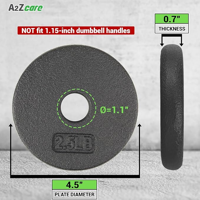 A2ZCARE 1 inch Weight Plates Set 1.25 lbs 20 lbs, 1 inch, 1 inch