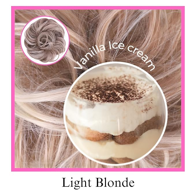 Juvabun Messy Bun 2.0 Light Blonde Hair Bun Extension Messy Bun Scrunchie Lightweight Washable for Women Hairstyles
