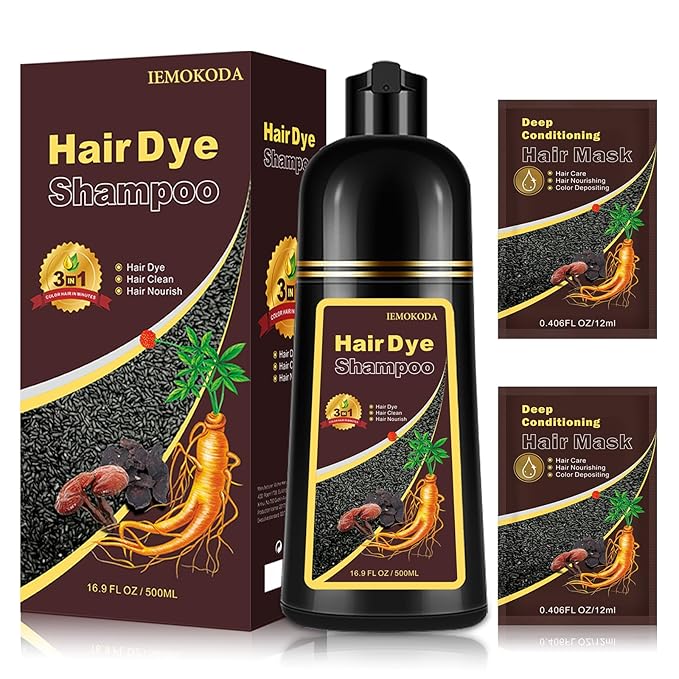 Hair Dye, Hair Dye Shampoo for Women & Men, Color Shampoo Hair Dye 16.9 Fl Oz, Safe and Natural Champu Para Canas (Dark Brown)