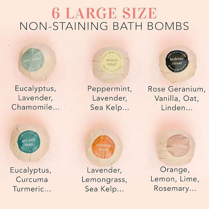 Bath Bombs Gift Set, USA Made with Organic & Natural Ingredients, Valentines Day Gifts for Her & Him, Relaxing Spa Gifts for Women & Men