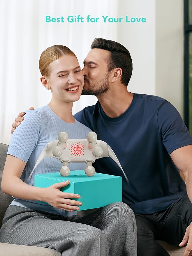 SKG Neck Massager for Pain Relief Deep Tissue Shiatsu Neck and Shoulder Cordless Neck Massager with Heat Valentine Gifts for Men and Women Dad Mom Grandpa H7 Ultra Beige