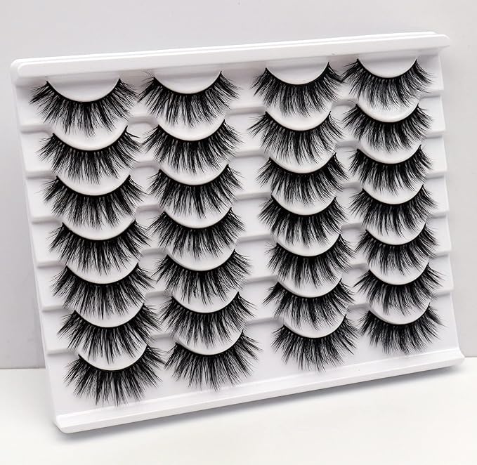 Losha Eyelashes Natural Look Faux Mink Lashes Pack Handmade Fluffy False Eyelashes 14 Pairs Eye Lashes (M09)