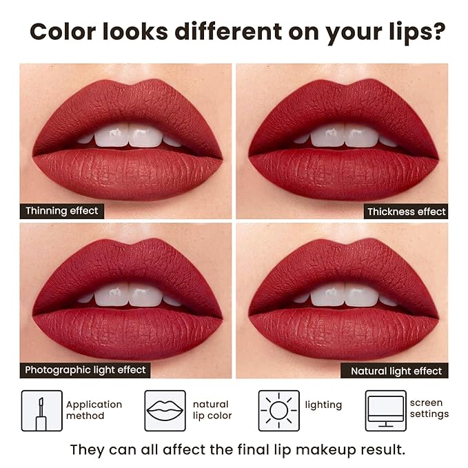 ilembane Deep Red Liquid Lipstick Matte Smudge Proof, Transfer Resistant Lip Color, Waterproof, Non-Transfer Formula (Bold Horizon)