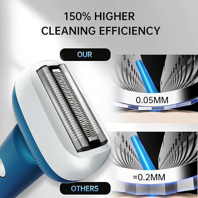 Electric Shaver for Men with Floating Arc 3-Blade, 9000 RPM, Magnetic Head, 1 Hour Fast Type-C Charging can Last for 60 Days, IPX7 Waterproof, Skin-Friendly Blade for Smooth Shaving, Navy