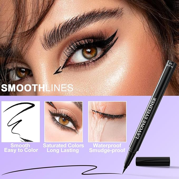 LAVONE Eyeliner Set - Waterproof Makeup Kit with Liquid Eye Liner Pencil, Gel Eyeliner and Angled Eye Liner Brush, Waterproof, Smudge Resistant, Long Lasting Formula - Light Blonde