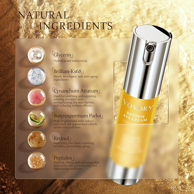 Retinol Under Eye Cream - Anti-Aging Eye Cream for Dark Circles and Puffiness, Eye Bags, Wrinkles Fine Lines Skin Care Treatment Hydrates & Lifts (20ml)