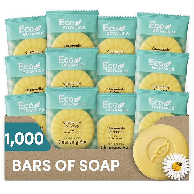 Eco Botanics Travel-Size Hotel Cleansing Bar Soap, 0.5 oz (Case of 1000)