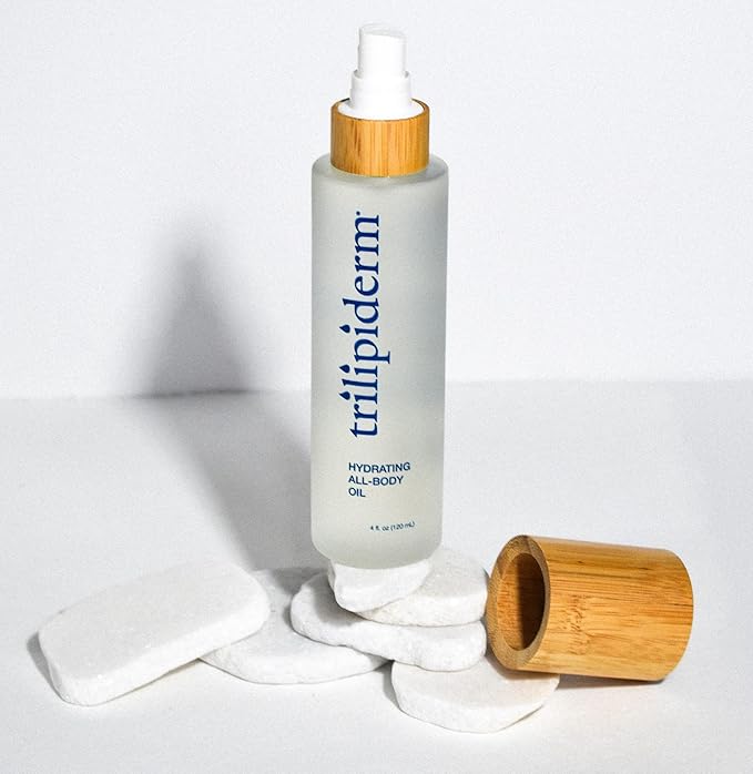 Trilipiderm Hydrating All-Body Oil – Ultra-Moisturizing, Vitamin-Rich Lipid Replacement, 4oz. Glass and Bamboo Spray Bottle