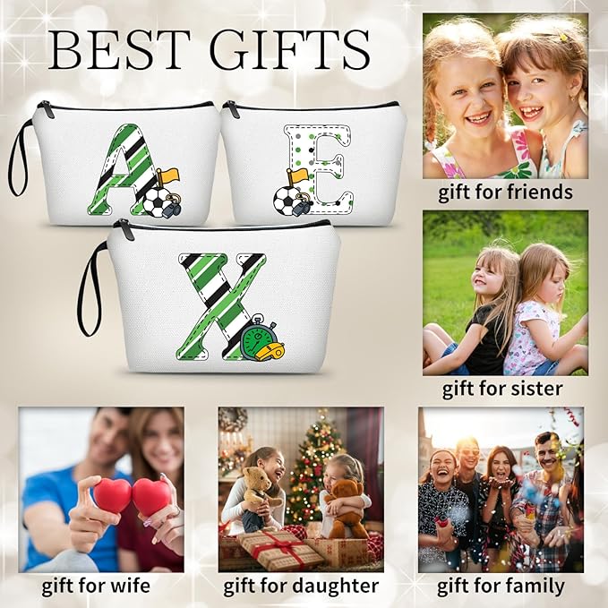 ARIOSEY Soccer Gifts Personalized Soccer Ball Cosmetic Bag for Purse Birthday Inspirational Gifts for Girls Women Team Coach Mom Stuff Travel Organizer-X
