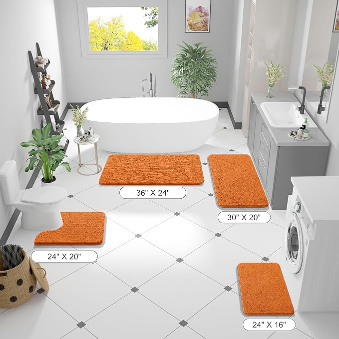 OLANLY Bathroom Rugs 36x24, Extra Soft Absorbent Chenille Bath Rugs, Rubber Backing Quick Dry, Machine Washable Bath Mats for Bathroom Floor, Tub and Shower, Home Decor Accessories, Clay