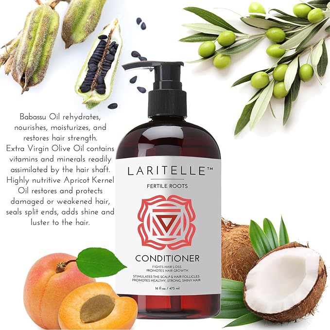 Laritelle Organic Anti-Thinning Conditioner – Fertile Roots – 16 oz – Follicle-Reviving, Growth-Boosting Organic Formula for Thicker, Fuller Hair – Made in USA
