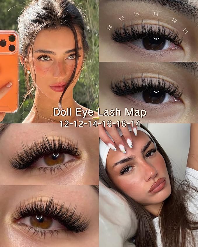 Spider Lash Clusters Wispy Eyelash Clusters Fluffy Lashes Clusters CC Curl Cluster Eyelash Extensions Light Volume Cluster Lashes 12-16mm Eyelashes Clusters for DIY Lash Extension