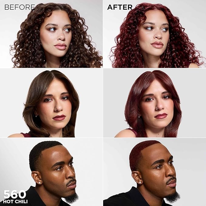 L'Oreal Paris Feria Multi-Faceted Shimmering Permanent Hair Color, High Intensity Hair Dye for 3X Highlights, 560 Hot Chili, 1 Kit