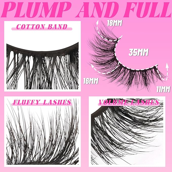 Veleasha Wispy Lashes 3D Effect Multi Level Eyelashes Fluffy Volume False Eyelashes 11-18MM Soft Cat Eye Lashes 10 Pairs Pack (6D34)