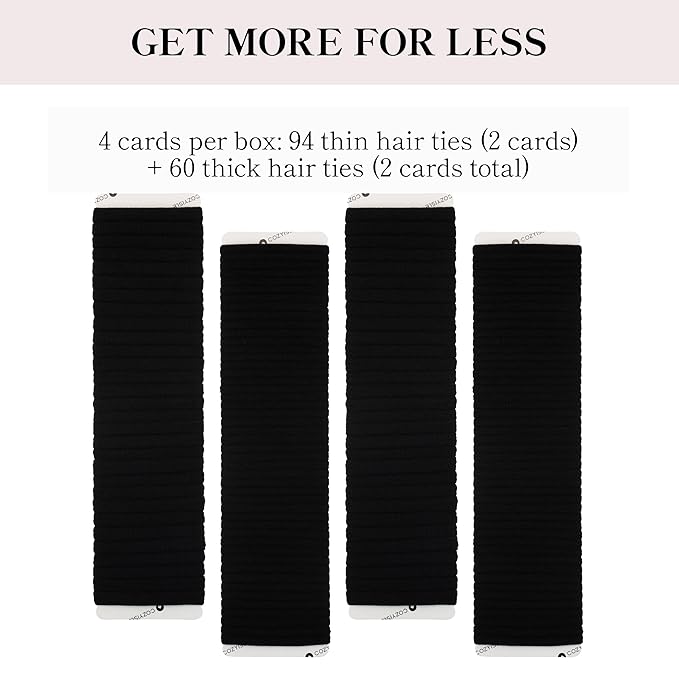 Hair Ties Set Seamless No Crease Secure Hold Damage Free Stretchy Hair Accessories for Women Girls Daily Styling Workouts Parties 154 Count Thick Thin Assorted Durable Elastic