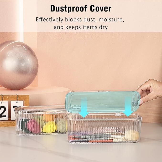 JessLab Makeup Brush Holder Organizer, Clear Makeup Sponges Organizer,Cosmetic Storage Case with Lid Display Case for Vanity, 1 Compartment (1 Pack)