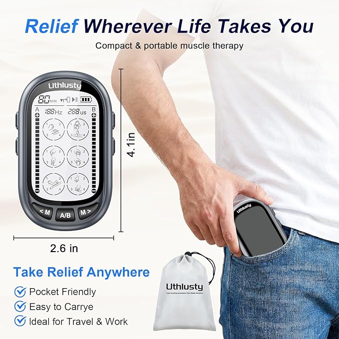 TENS Unit Muscle Stimulator for Pain Relief Therapy – 24 Modes TENS Machine & EMS Massager, Period Simulator Machine for Men & Women, Portable Muscle Stimulator for Back, Shoulder, and Neck Pain