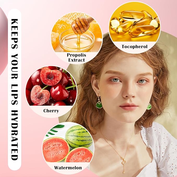 Honey Pot Lip Balm,3PCS Bee Lip (Honey+Watermelon+Cherry)