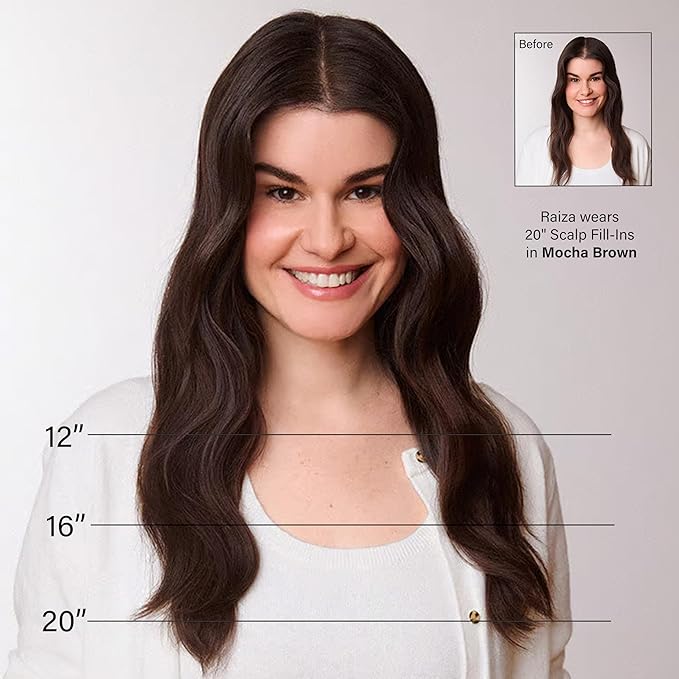 Luxy 100% Remy Human Hair Extensions for Thin Hair Thinning Hair Fill-Ins – 6 Seamless Wefts Multi-Dimensional Color Blend - Natural-Looking Volume & Coverage 80 grams 16" Dimensional Honey Espresso