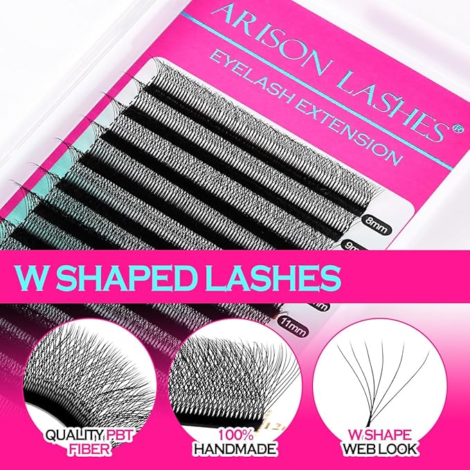 6D W Shape Eyelash Extension Premade Fans Volume Lash Extensions Easy Fanning False Lashes Matte Black Volume Premade Cluster W Lashes(6D-0.07-D-8-15Mix）
