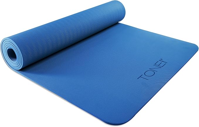 TONE Fitness Yoga Mat 1/4" Thick Non Slip Exercise & Pilates Mat for Home Workouts with Carrying Strap | Multiple Options