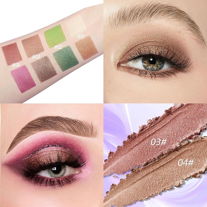 2Pcs Red Glitter Eyeshadow Palette, Rose Double Colors Sparkling Eye Shadow Palette, High Pigment Single Eyeshadow, Blendable & Smooth Eye Makeup for Women, Brownish Red & Roses Pink