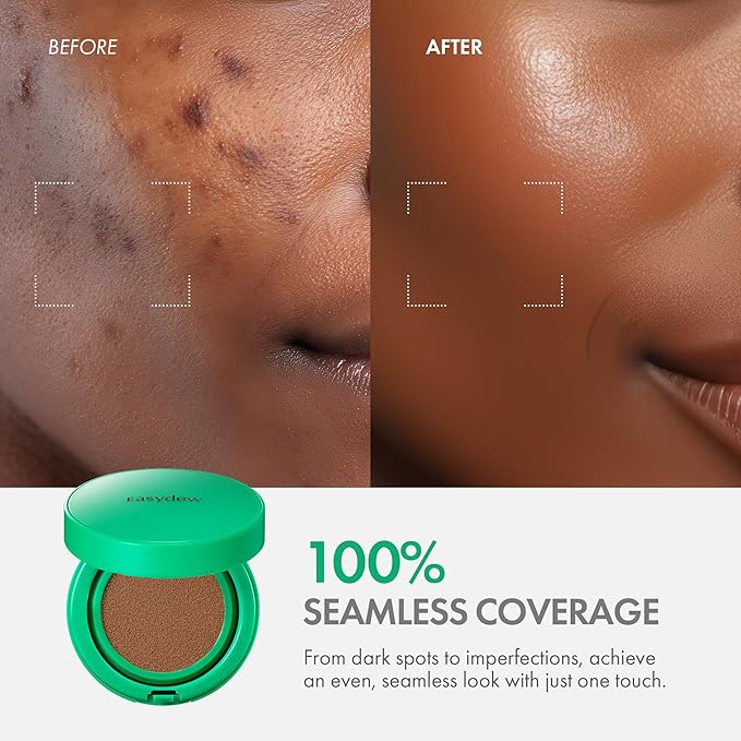 Easydew Mela B Toning Ampoule Cushion - 2-in-1 Korean Skin Care & Face Beauty Makeup - Age-Defying Full Coverage Cushion Foundation with Niacinamide & Hyaluron-Vital C 0.45 oz (#45 Espresso)