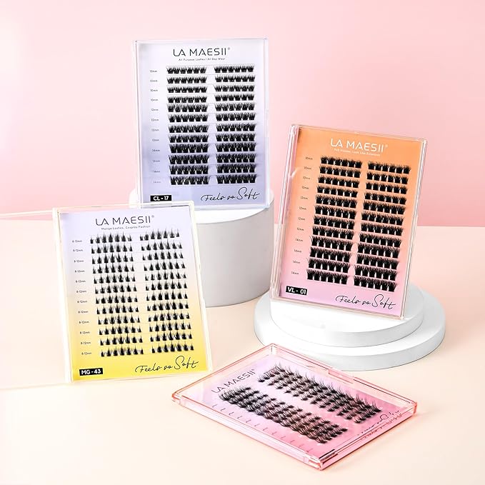 144Pcs Lash Clusters, Wispy Natural Eyelash Clusters, C Curl 10-14mm Individual Lashes Eyelash Extension,Large Tray(PL17)