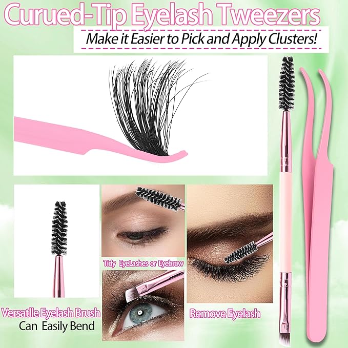 6 Box Mix Lashes Clusters Kit Gift Packs 1686Pcs with 2X Bond&Seal Volume Mega/Bottom Soft Extension False Eyelash D Curl Wispy Natural DIY Individual Fake Eyelashes for Beginners Bulk Pack