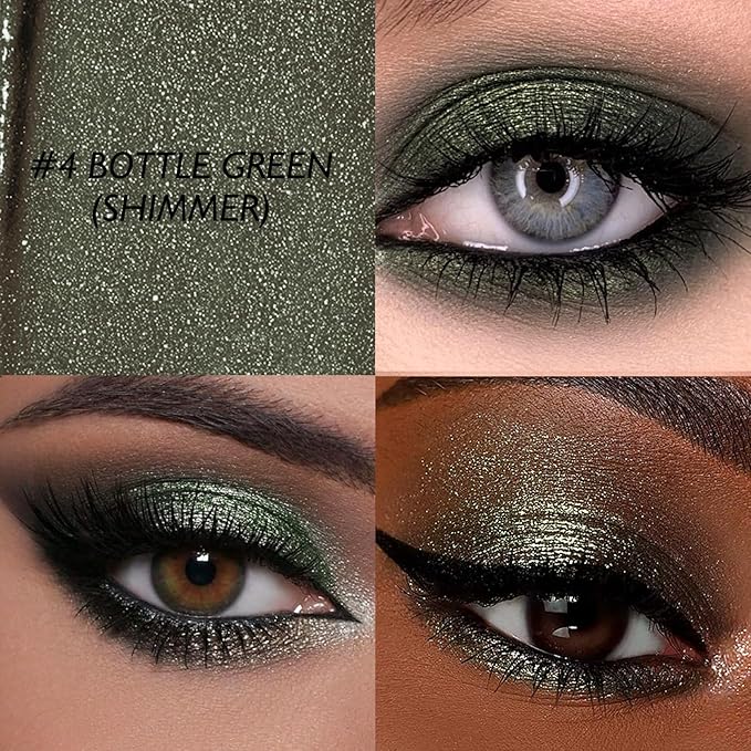 Eyeshadow Stick Waterproof Long Wear Cream Eye Shadow Pencil Single Shimmer Glitter Blendable Smokey Eyeshadow Crayon Cream to Powder Highly Pigmented Color Eyeliner Makeup, 4 GREEN