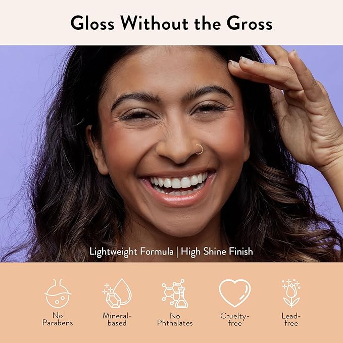 Juwel Cosmetics Ultra Lip Gloss, Gloss for Dry Lips, High Shine, Smooth Finish Moisturizing Lip Gloss with Beeswax, Castor Oil and Vitamin E, Vegan, Talc-free, Booty