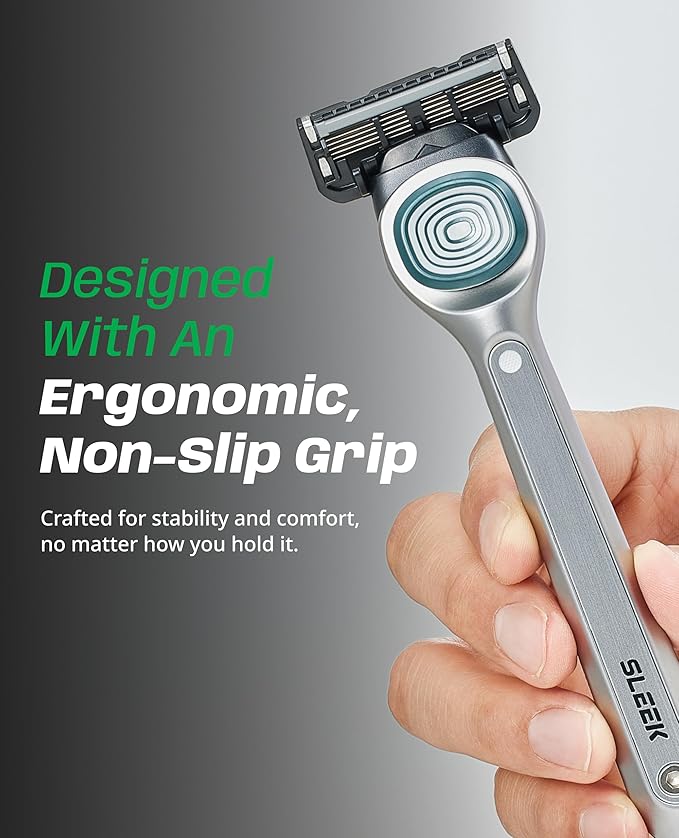 DORCO SLEEK 6 Blade Razor for Men with 7 Cartridges | Men's Cartridge Razors with Razor Handle and Smooth Shaving Blades | Men’s Razors with Multi-Flex Technology