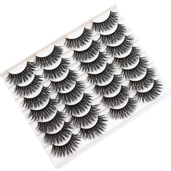 Losha Eyelashes Natural Look Faux Mink Lashes Pack Handmade Fluffy False Eyelashes 14 Pairs Eye Lashes (F48)