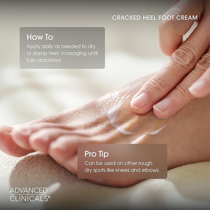 Advanced Clinicals Cracked Heel Foot Cream Moisturizer Skin Care Lotion For Feet W/Shea Butter, Moisturizing Foot/Hand Lotion Helps Heal Cracked Skin, Rough Spots, Calluses, & Dry Skin, 2-Pack