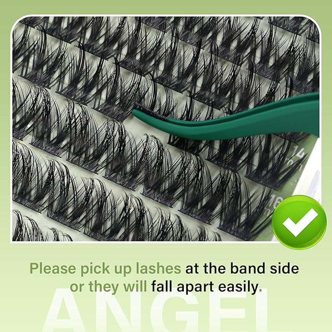 KEYYOU LASH clusters 144Pcs D Curl Angel Eyelash Extension Thick Wispy Natural Band Lash with Waterproof DIY Lash Extension at Home（Angel A02-D-8-18MIX）