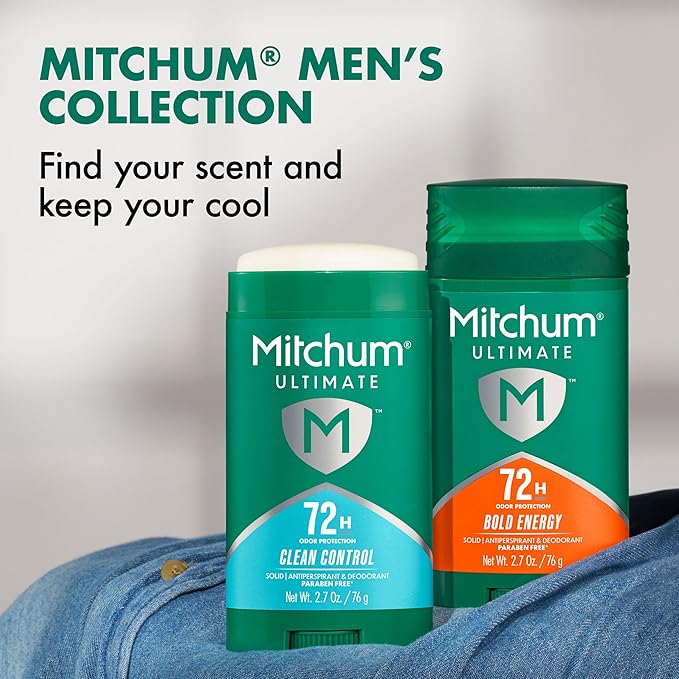 Mitchum Ultimate 72H Odor Protection Men’s Antiperspirant & Deodorant, Invisible Solid, Bold Energy, 2 pack