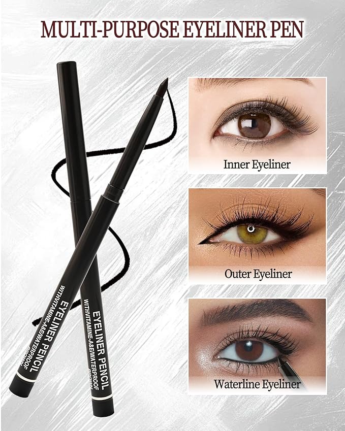 12 Pcs Brown Eyeliner Pencil Set, Matte Waterproof Gel Eye Liner Pencils, Long-Lasting Sweatproof Smudge Proof Waterline Gel Eyeliner, Retractable Eye Makeup Pen for Women, Soft Smooth Cream Texture