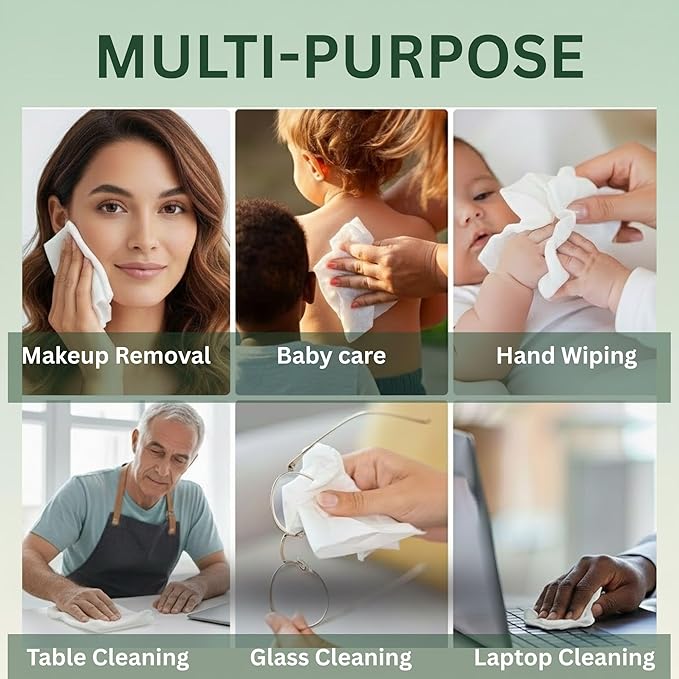 Disposable Makeup Remover Face Towels – 50 PCS Soft Plant-Based Face Towels Disposable – Double-Sided Facial Cleansing Towels for Makeup Removal, Skin Care & Daily Use