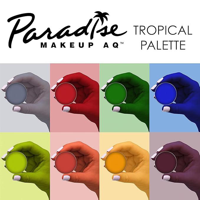 Mehron Makeup Paradise Makeup FX 8 Color Tropical Palette | Magnetic Refillable Body Paint & Face Paint Palette | Professional & Water Activated | Costumes, SFX, Halloween, & Cosplay