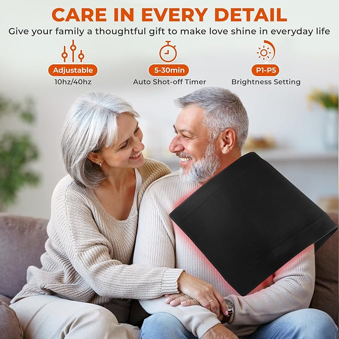 Red Light Therapy Mat, 2in1 LEDs (660nm& 850nm) Red Light Therapy Blanket, Premium Material, Adjustable Timer & Intensity (210 LEDs) 15” x 33.4”