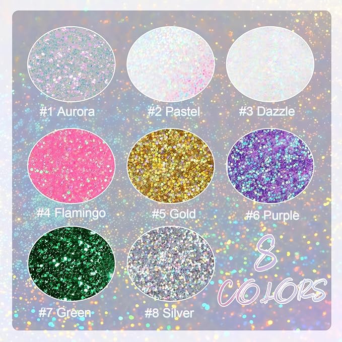 Roll-on Holographic Body Glitter Gel for Women Girls, Sparkle Chunky Glitter Makeup for Christmas New Year Festival Halloween Party Rave, Face Glitter Makeup for Face Body Hair Lips (Green