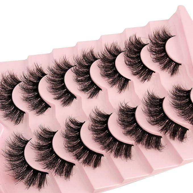 Mink Lashes Fluffy Yasnai False Eyelashes Wispy 3D Volume Thick Lashes 20mm Fake Lashes Natural Look Eyelashes 7 Pairs Pack